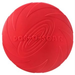 Dog O Soar Large Red Frisbee Flying Disc Tuff Flexible Rubber 8.75" (22 cm) NEW